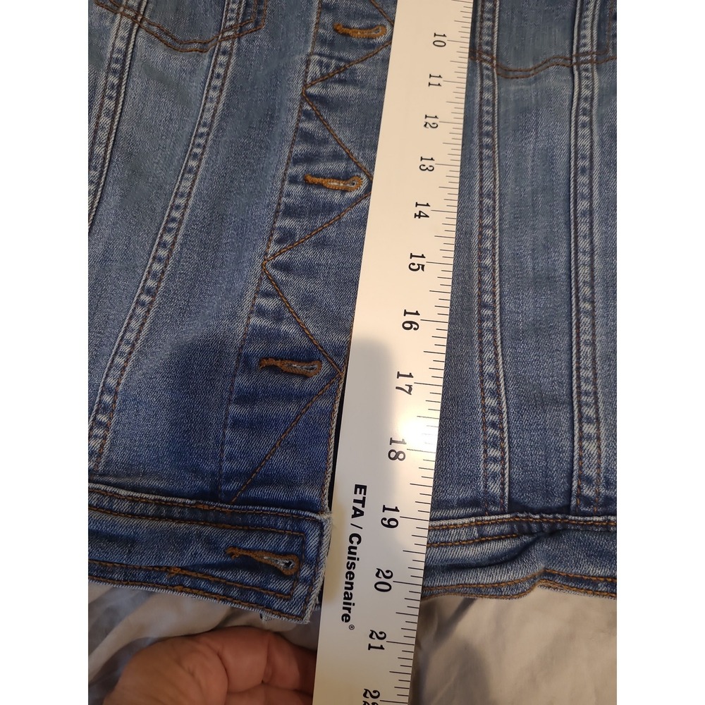 PrAna women SZ S Denim Jean Trucker Jacket casual boho coastal utility country - Picture 9 of 11